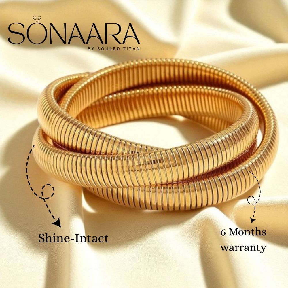 Infographics for 3 Layered Wide Bracelet For Women - 6 months Warranty and shine-intact