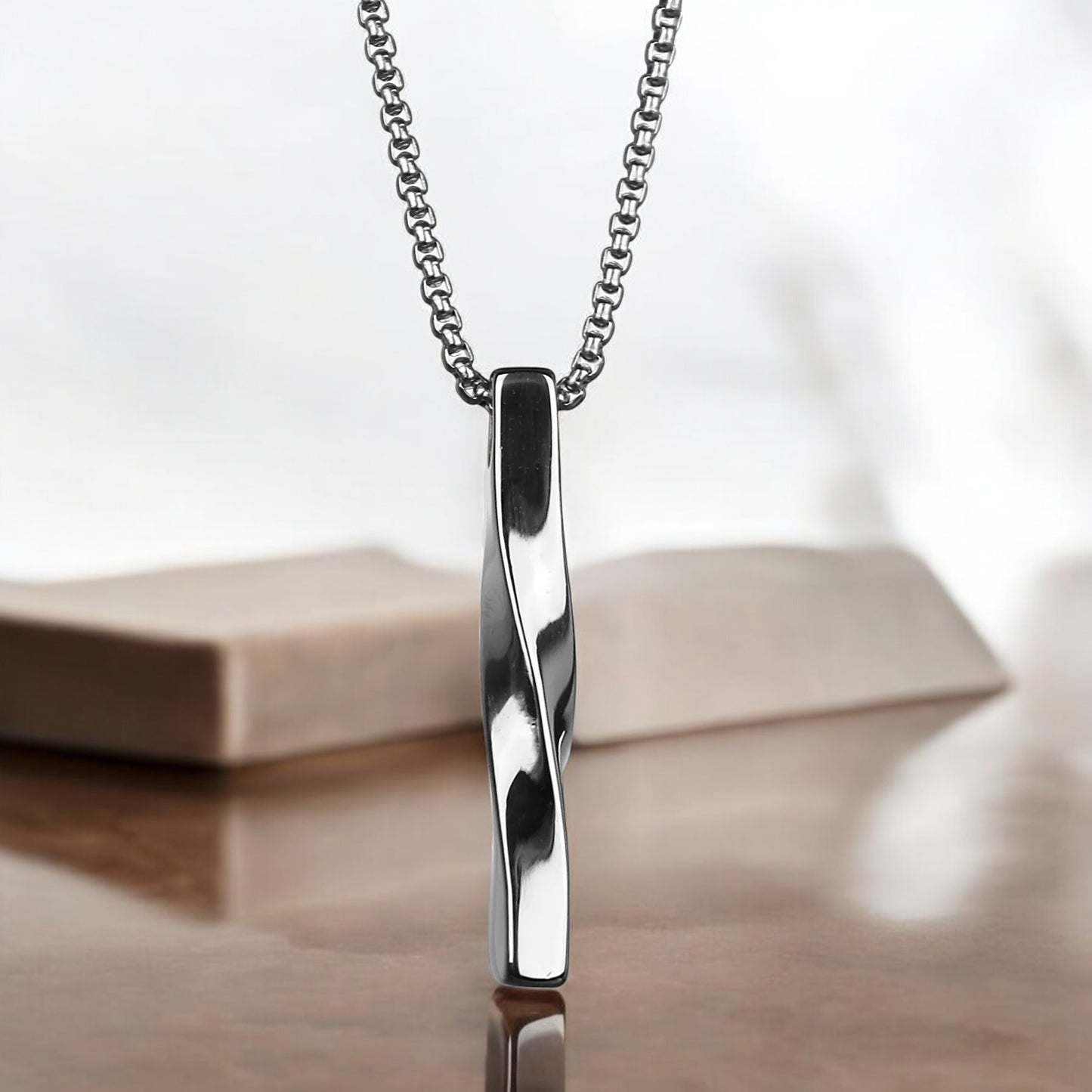 Twisted Bar Pendant 316L Stainless Steel