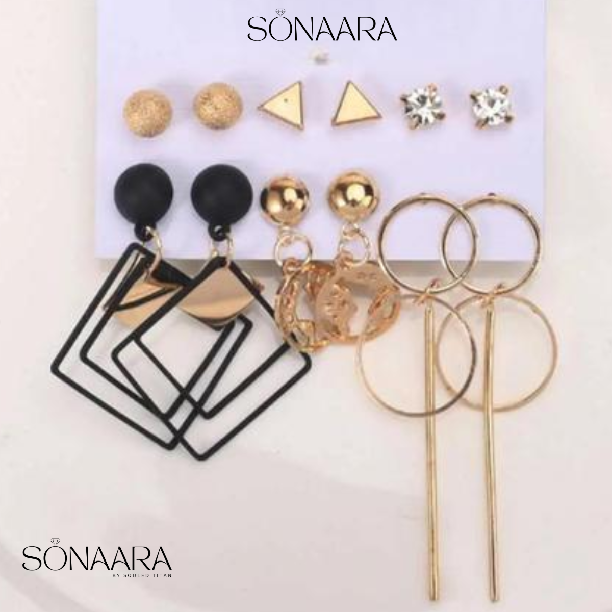 Sonaara 6 Earring Sets Earth Geometric and Drop Earrings
