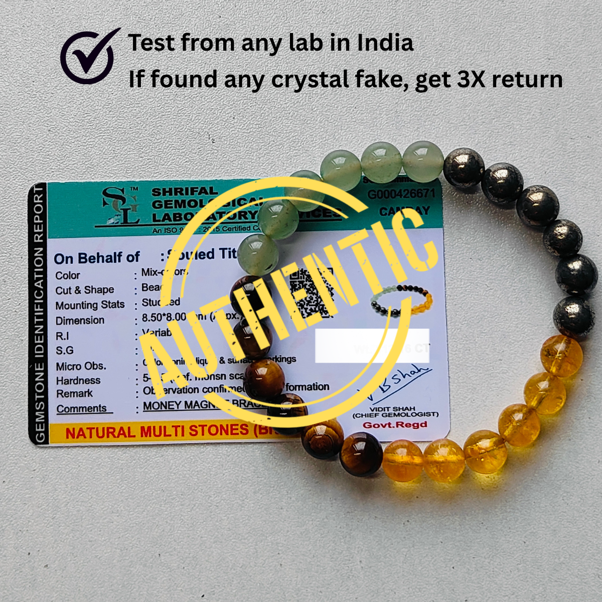 Authentic Money Magnet Bracelet With Lab Certificate