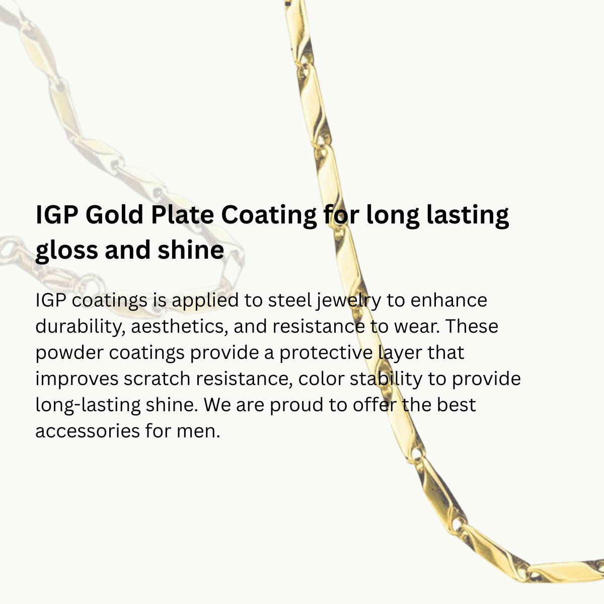 Stainless Steel Rice Chain For Men (Gold)