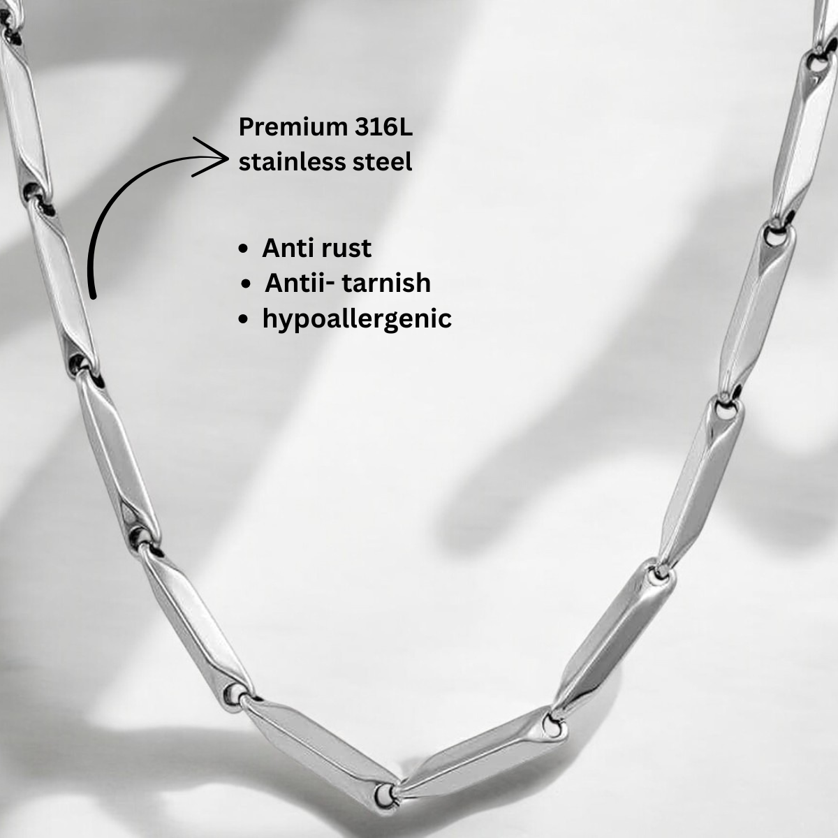 Stainless Rice Chain For Men (Silver)