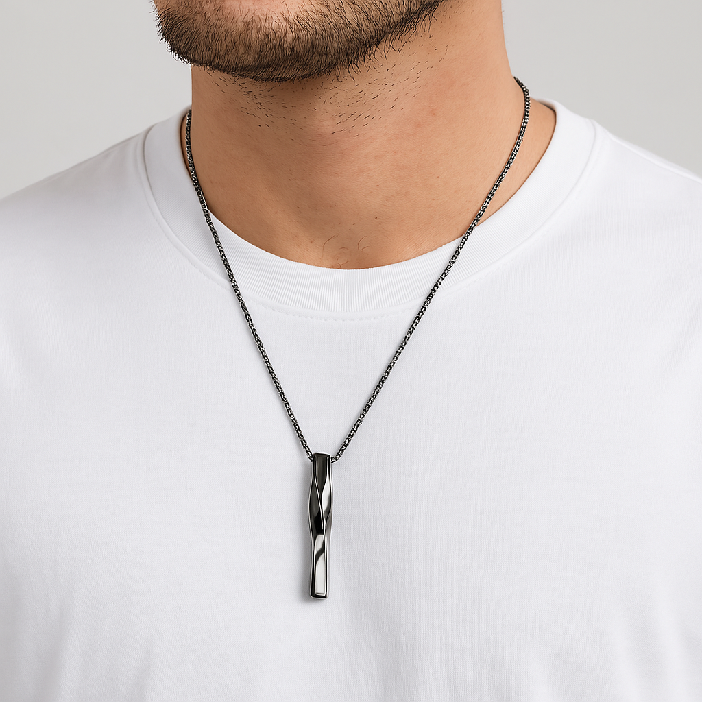 Twisted Bar Pendant 316L Stainless Steel