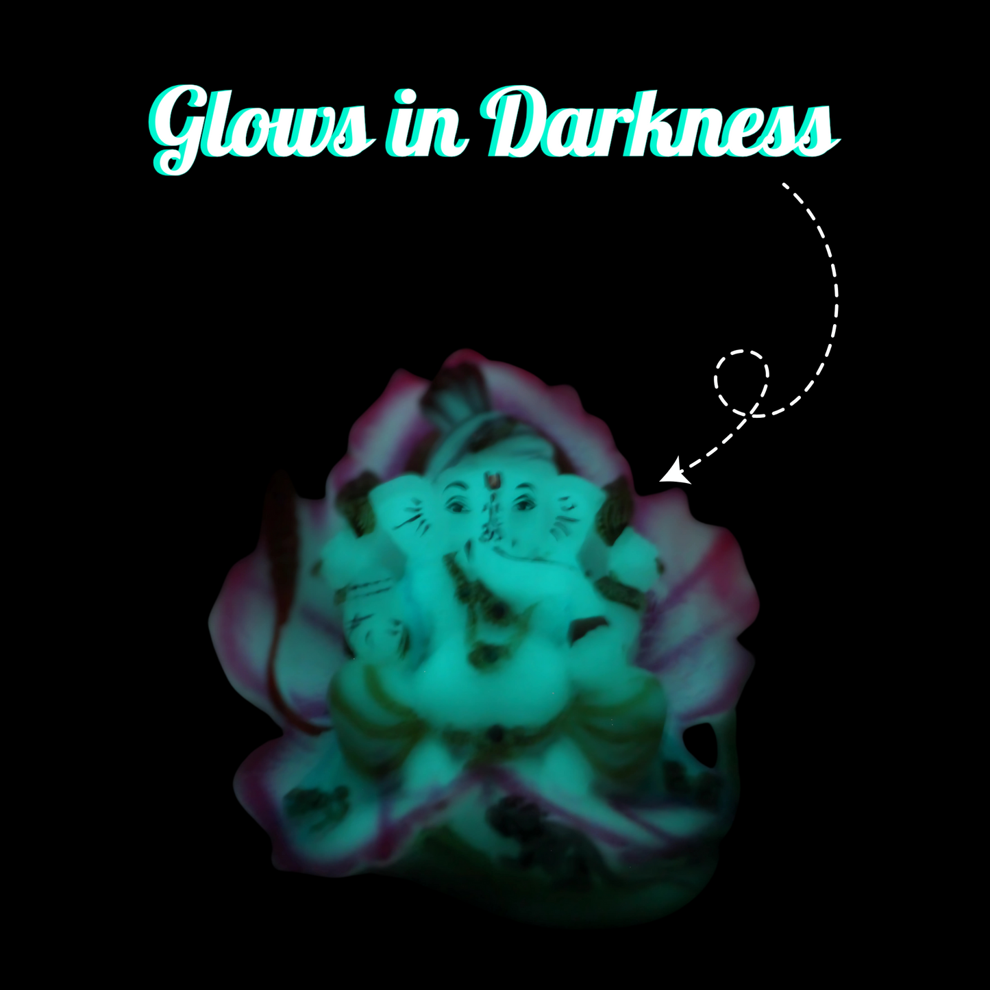 Glowing Ganesha murti in the dark background