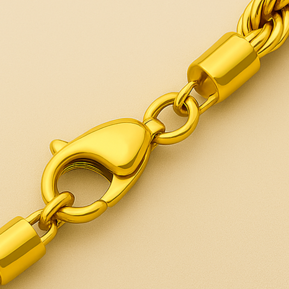 Stainless Steel Rope Chain For Men Gold (Size-22 inches )