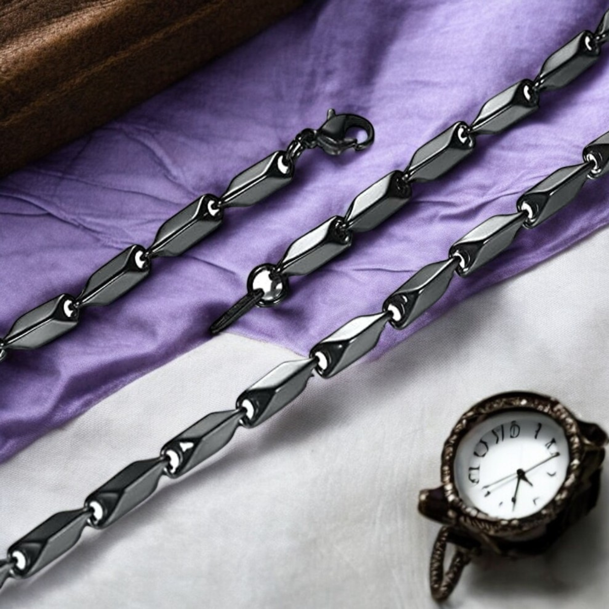 Stainless Steel Rice Chain For Men (Black)