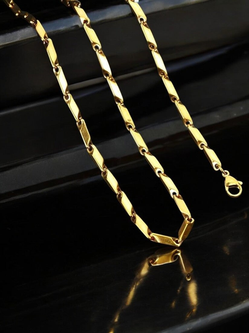 Stainless Steel Rice Chain For Men (Gold)