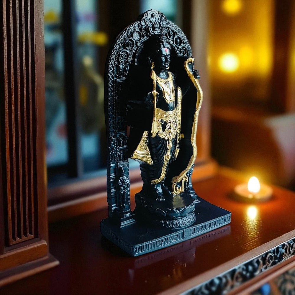 Side look of a miniature statue of Ayodhya Ram Lalla
