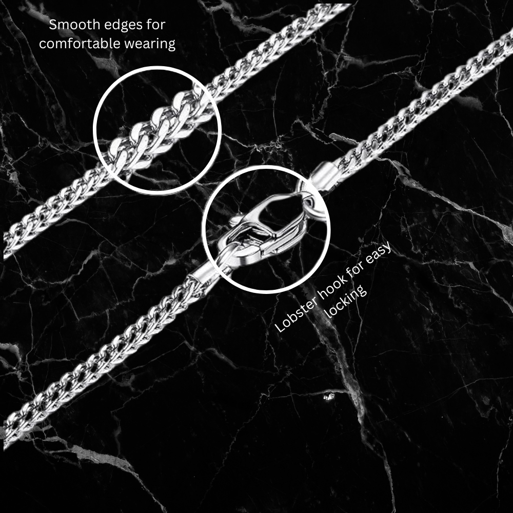 Mens Stainless Steel Cubic Chain in Silver (Size - 20 inches)