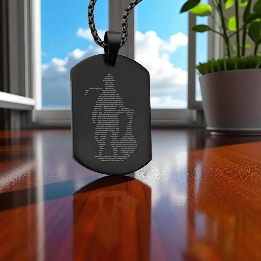 black hanuman chalisa pendant in black