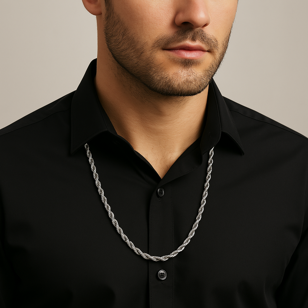 rope chain for men in silver