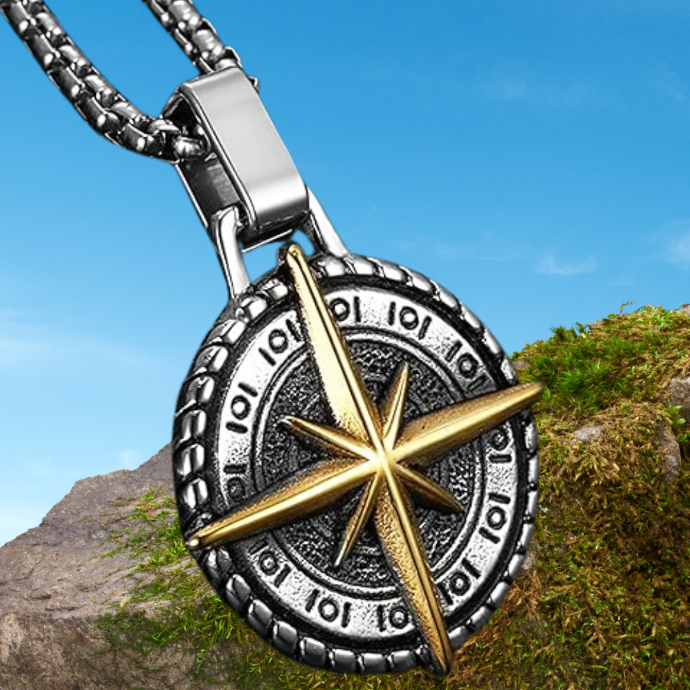 stainless steel compass pendant 2