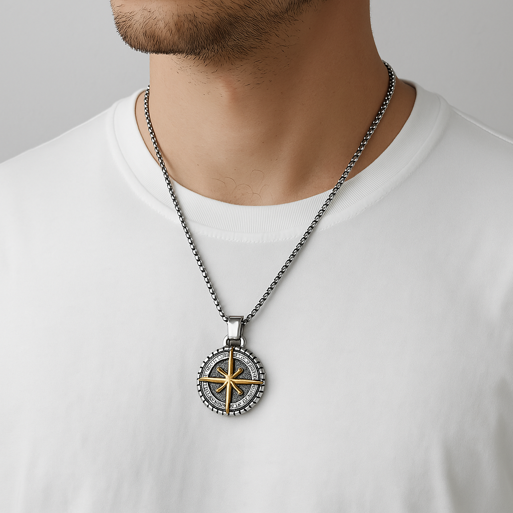 Super Stylish Compass Pendant in Stainless Steel