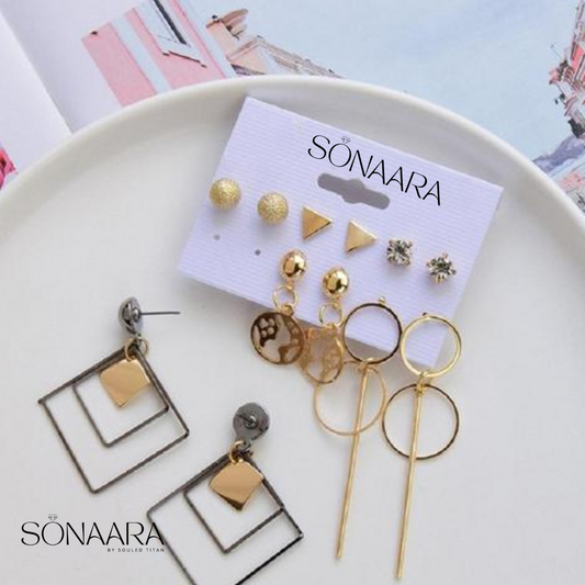 Sonaara 6 Earring Sets Earth Geometric and Drop Earrings