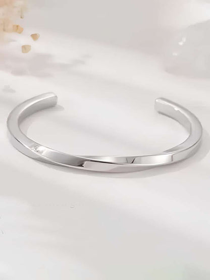 Silver Plated Twisted Kada For Men (Adjustable)