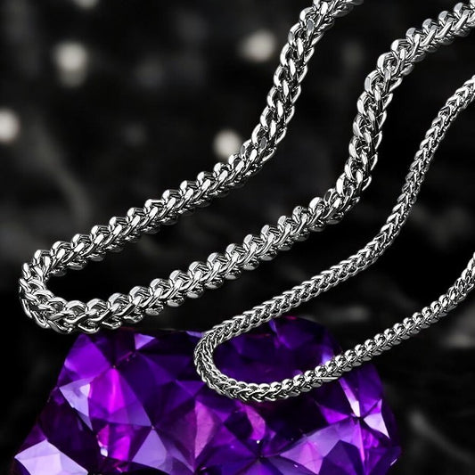 Mens Stainless Steel Cubic Chain in Silver (Size - 20 inches)