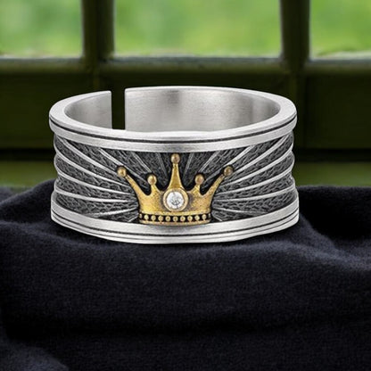 Mens Crown Ring in Stainless Steel (Adjustable)