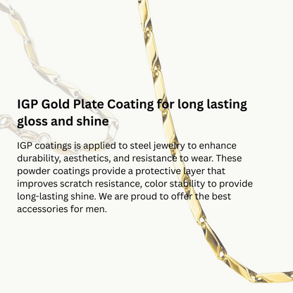 Stainless Steel Rice Chain For Men (Gold)