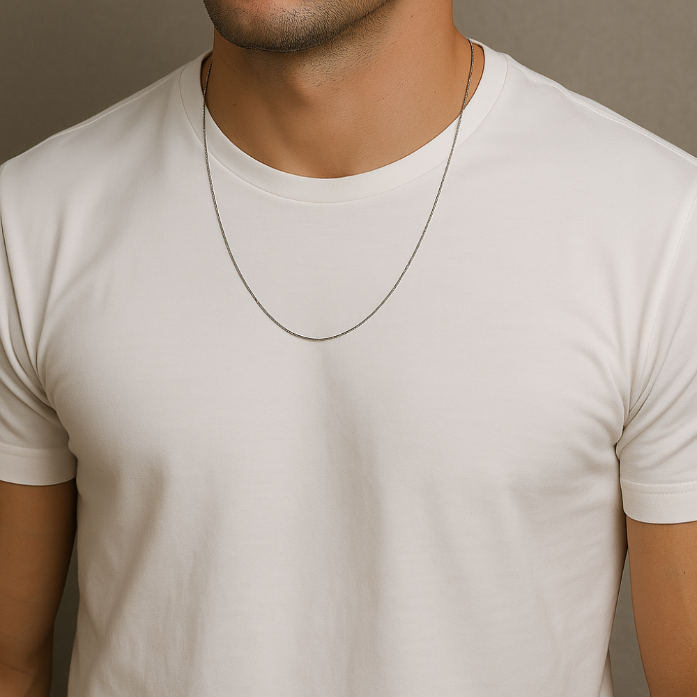 Slim Italian Style Rounded Neck Chain For Men in Stainless Steel (Size 20 In)