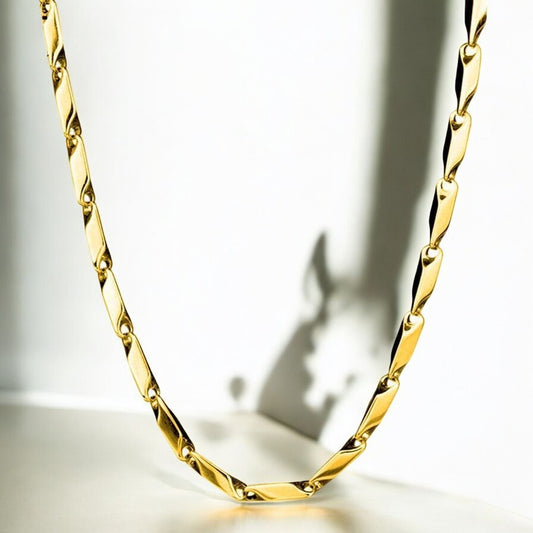 Stainless Steel Rice Chain For Men (Gold)