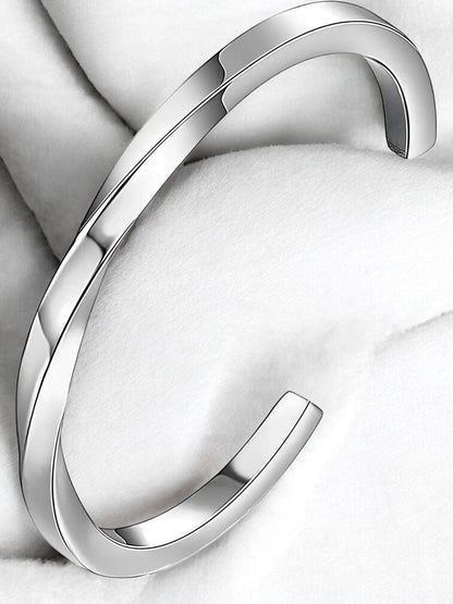 Silver Plated Twisted Kada For Men (Adjustable)