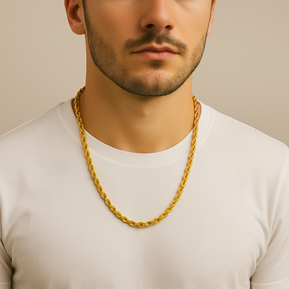 Stainless Steel Rope Chain For Men Gold (Size-22 inches )