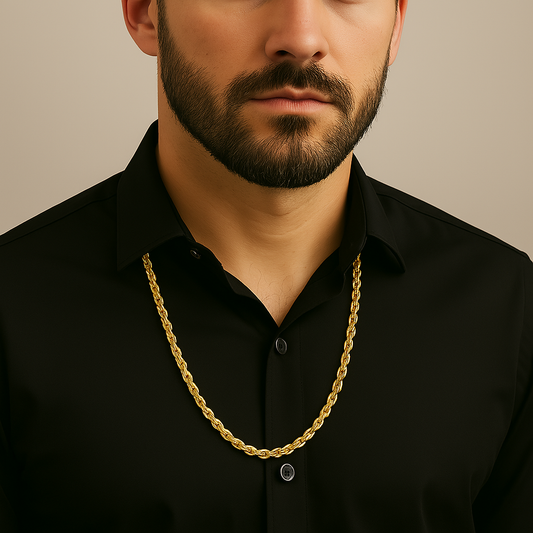 Stainless Steel Rope Chain For Men Gold (Size-22 inches )